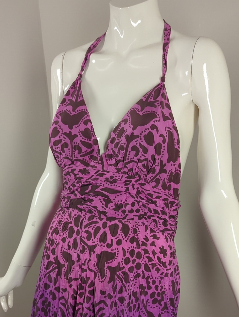Guess Pink to Purple Ombre Halter Asymmetrical Dress Silk 7 - Picture 4 of 10